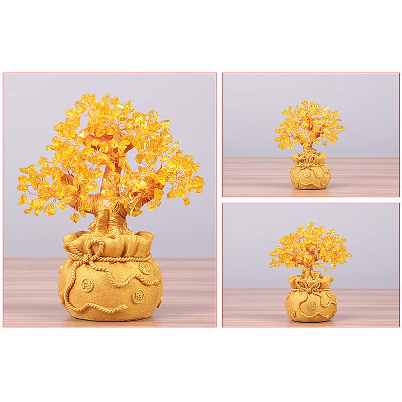 Natural Citrine Money Tree Feng Shui Decor for Prosperity