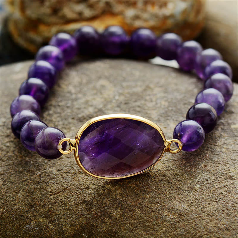 8mm Amethyst Balance Bracelet with Marquise Pattern