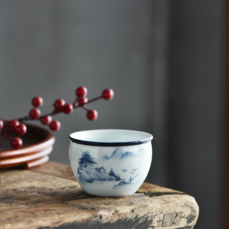 Ceramic Zen Meditation Teacup 130ml Koi Fish Lotus
