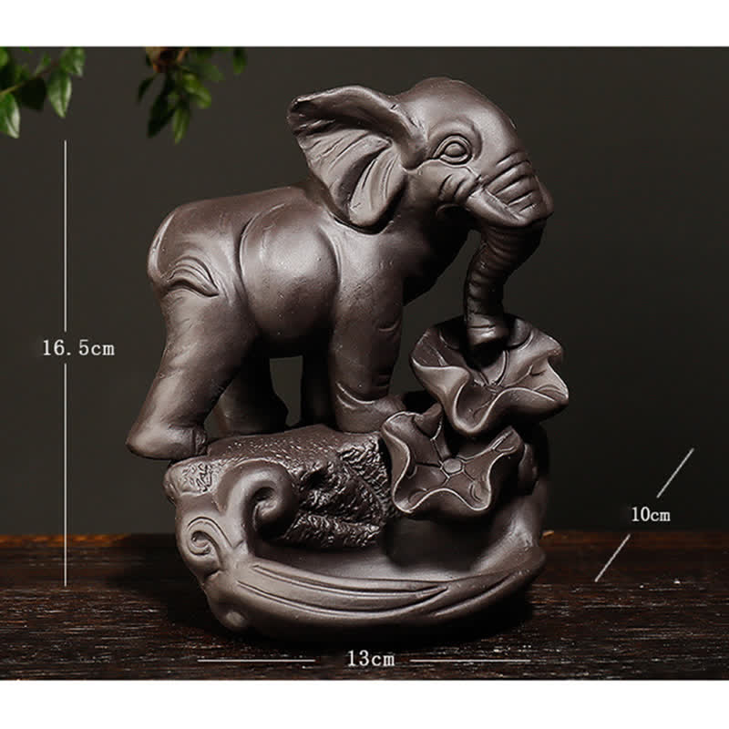 Purple Clay Tibetan Elephant Backflow Incense Burner for Peace
