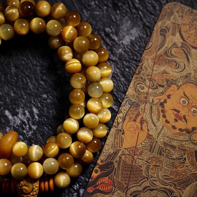 108 Bead Tiger Eye Protection Mala Bracelet 6mm or 8mm