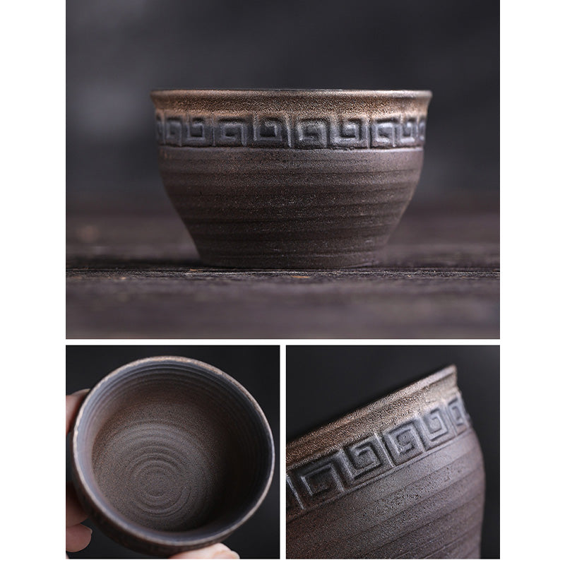 Striped Ceramic Teacup 80ml | Zen Decor Bowl