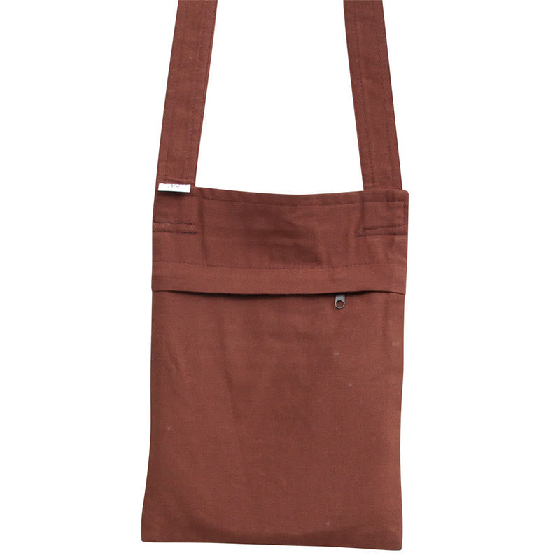 Cotton Lotus Embroidered Spiritual Practice Shoulder Bag