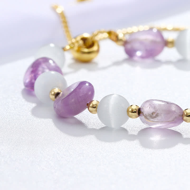 Amethyst Spiritual Awareness Bracelet with Pink Crystal & Quartz