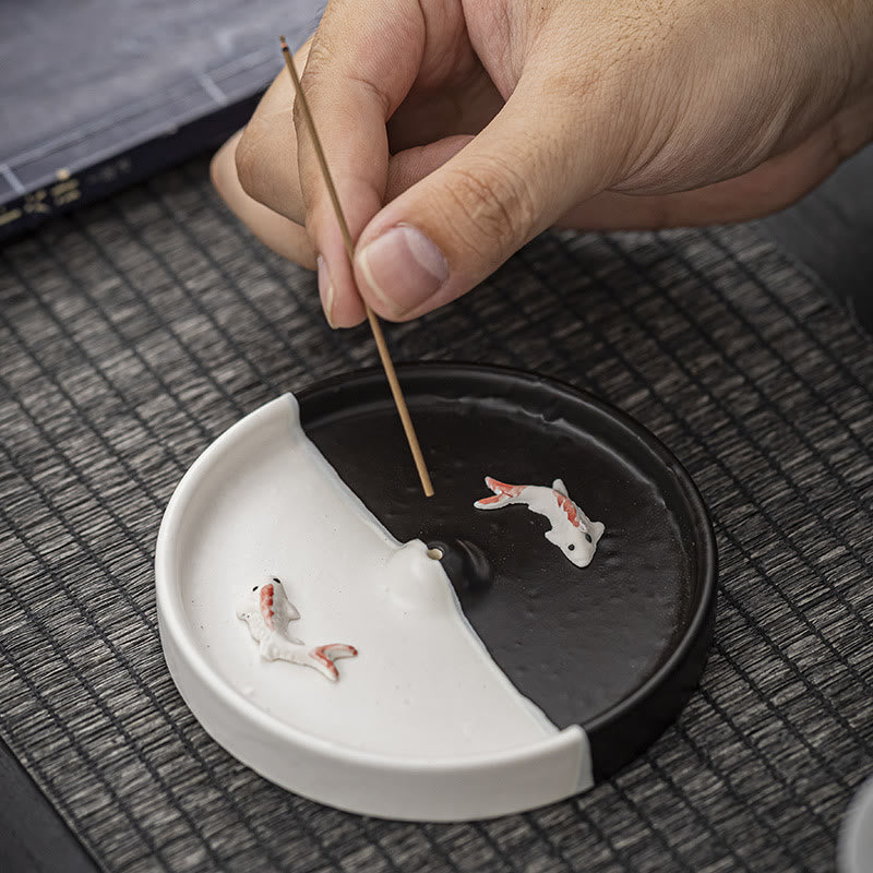 Ceramic Koi Fish Incense Burner for Spiritual Healing Meditation