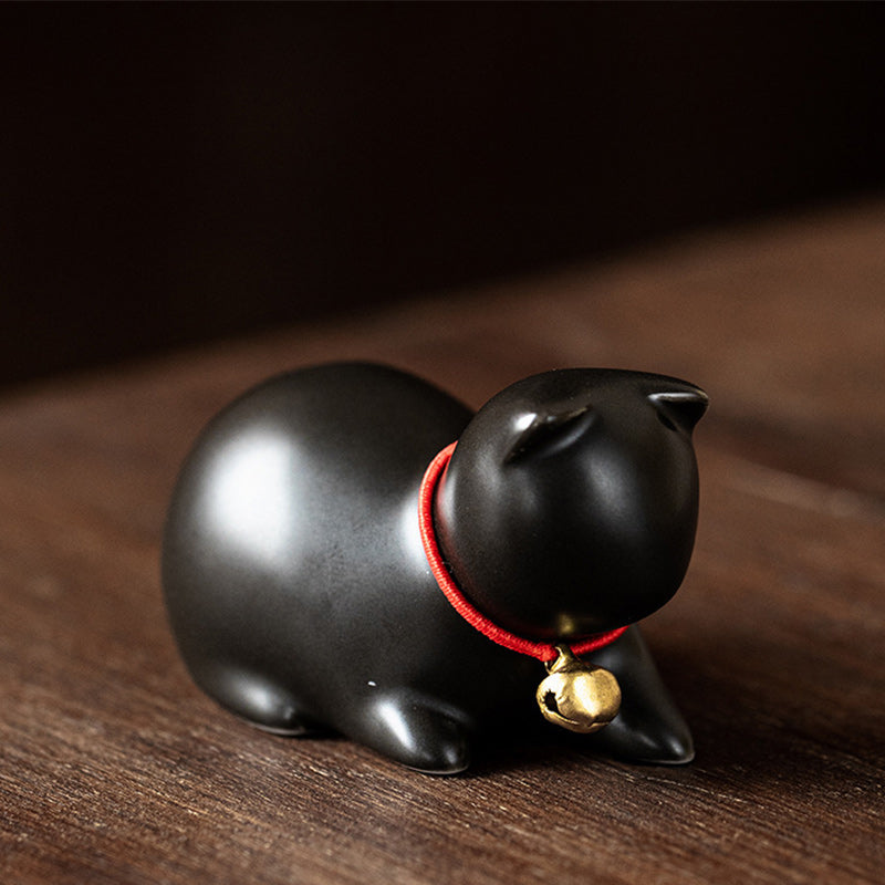 Mini Ceramic Cat Tea Pet | Sitting & Standing Figurine 5cm