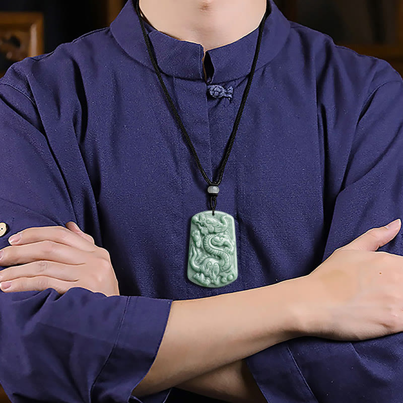 Jade Dragon Necklace for Success & Protection Pendant