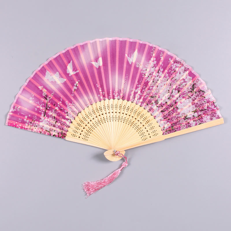 Butterfly Flowers Eco-Friendly Bamboo Handheld Fan