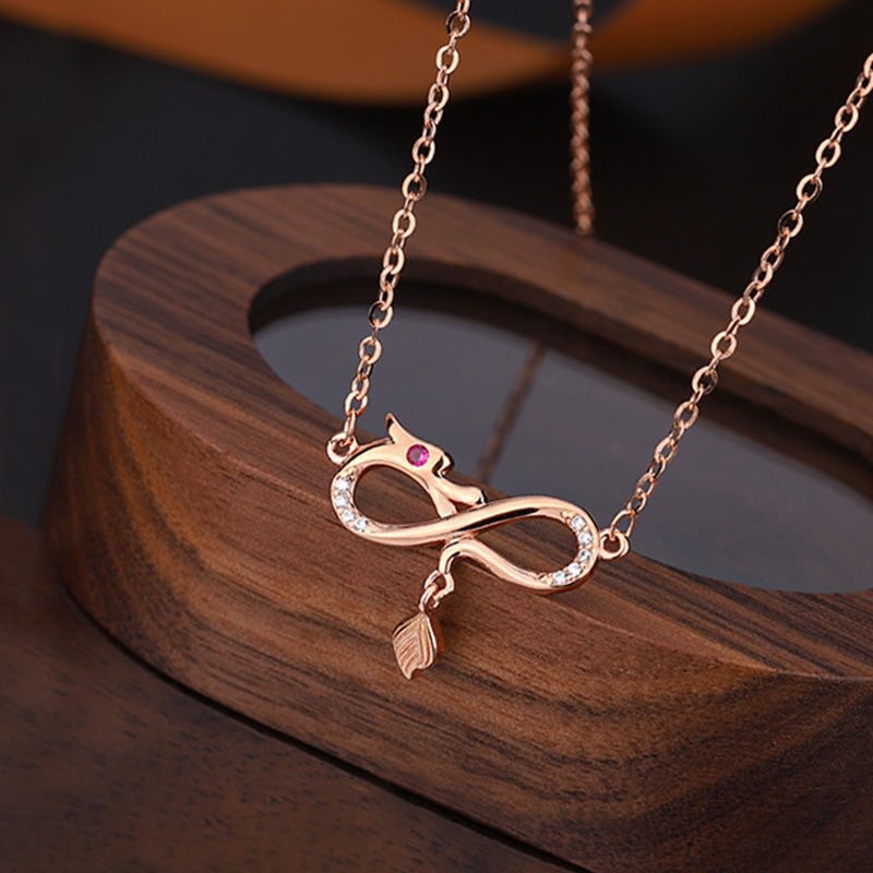 999 Sterling Silver Dragon Necklace with Endless Knot Charm