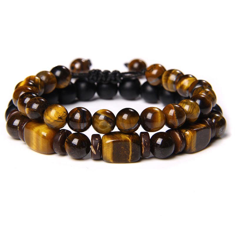 6mm Tiger Eye Frosted Hematite Courage Bracelet