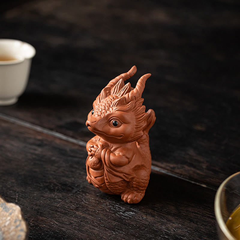 Purple Clay Luck Dragon Tea Pet Figurine | Spiritual Statue