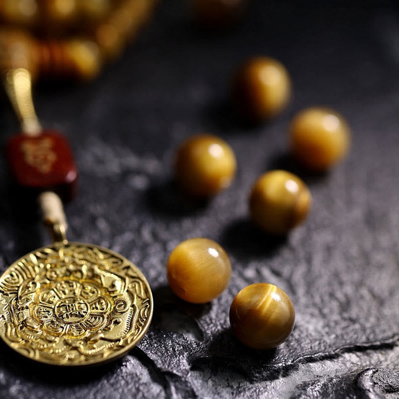 108 Bead Tiger Eye Protection Mala Bracelet 6mm or 8mm
