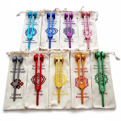 Professionally Tuned Solfeggio Forks 9pc Set - Chakra Engrams
