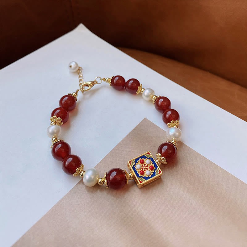Red Agate Pearl Confidence Bracelet for Self-Acceptance