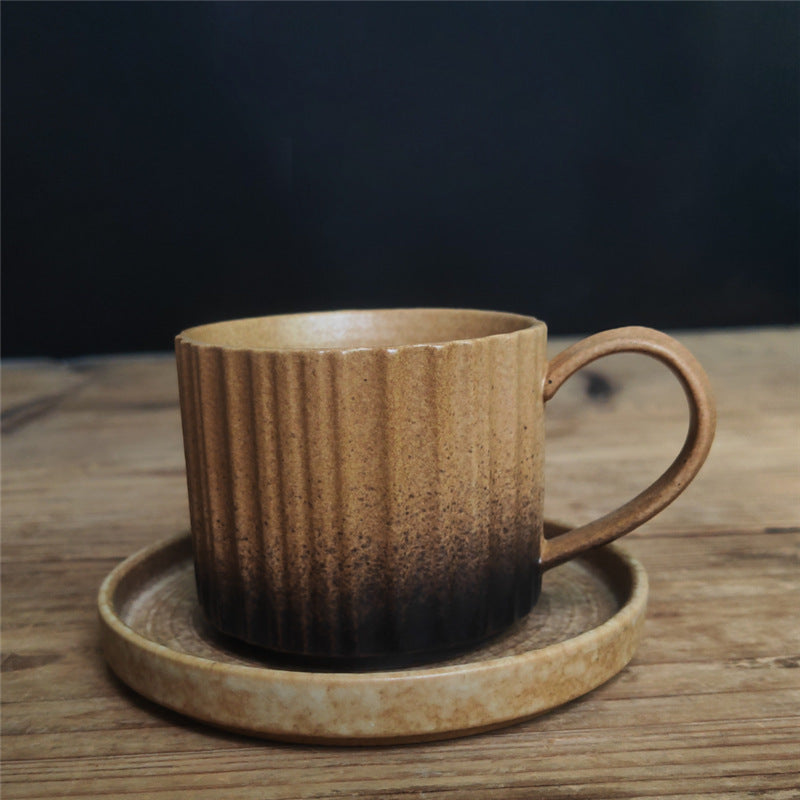 250ml Retro Striped Kiln Change Ceramic Coffee Mug | Zen Decor