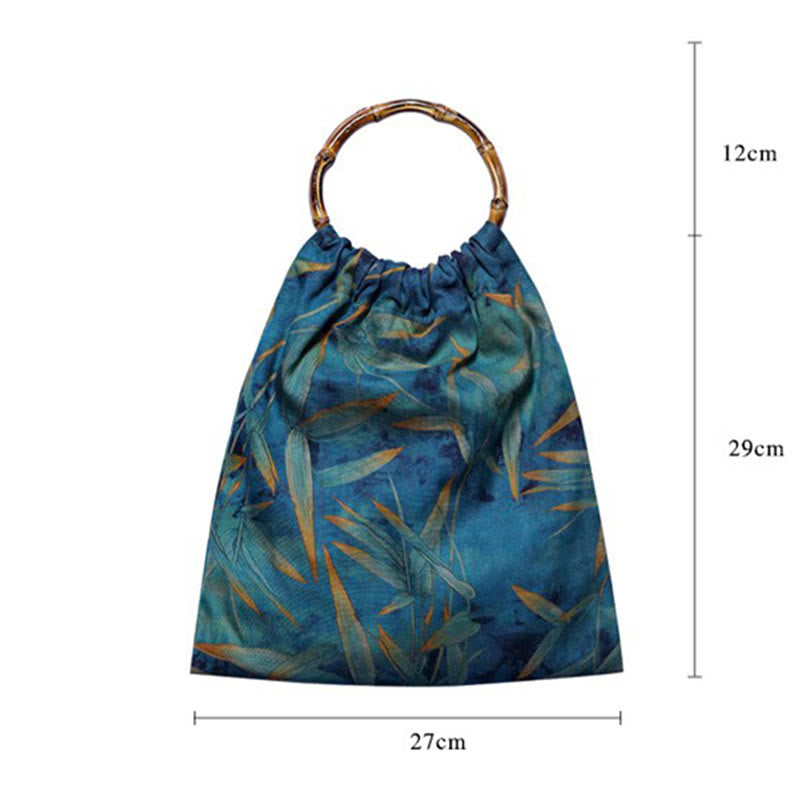 Blue Green Bamboo Leaves Spiritual Accessories Bag