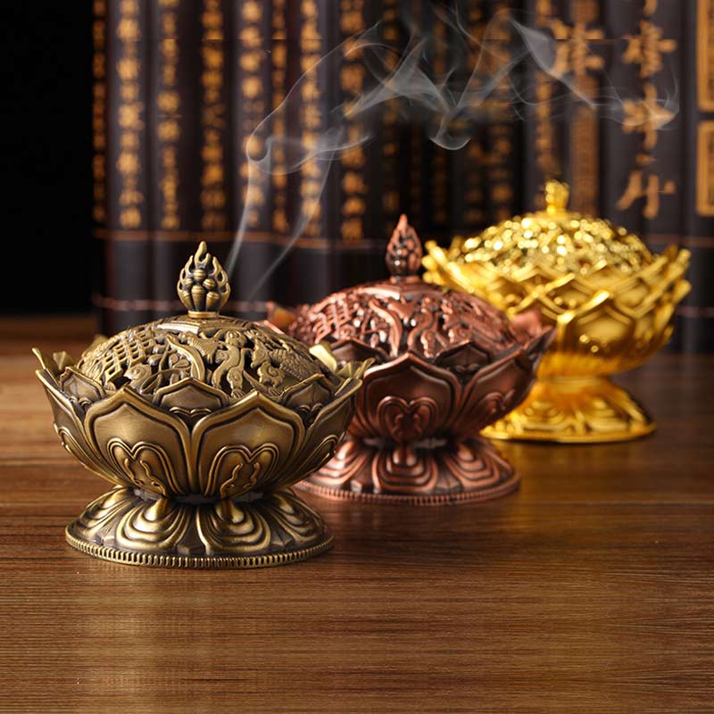 7cm Zinc Alloy Lotus Incense Burner for Meditation