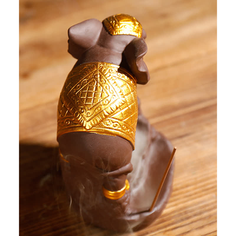 Purple Clay Tibetan Elephant Backflow Incense Burner for Peace