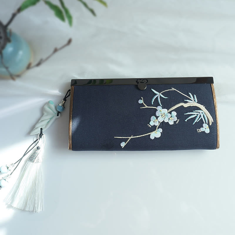 Double-sided Embroidered Floral Wallet 19cm | Spiritual Accessories
