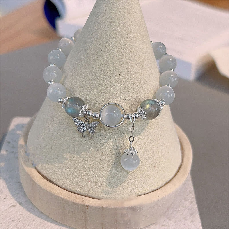 Support Bracelet with Cat's Eye Moonstone & Butterfly Charm