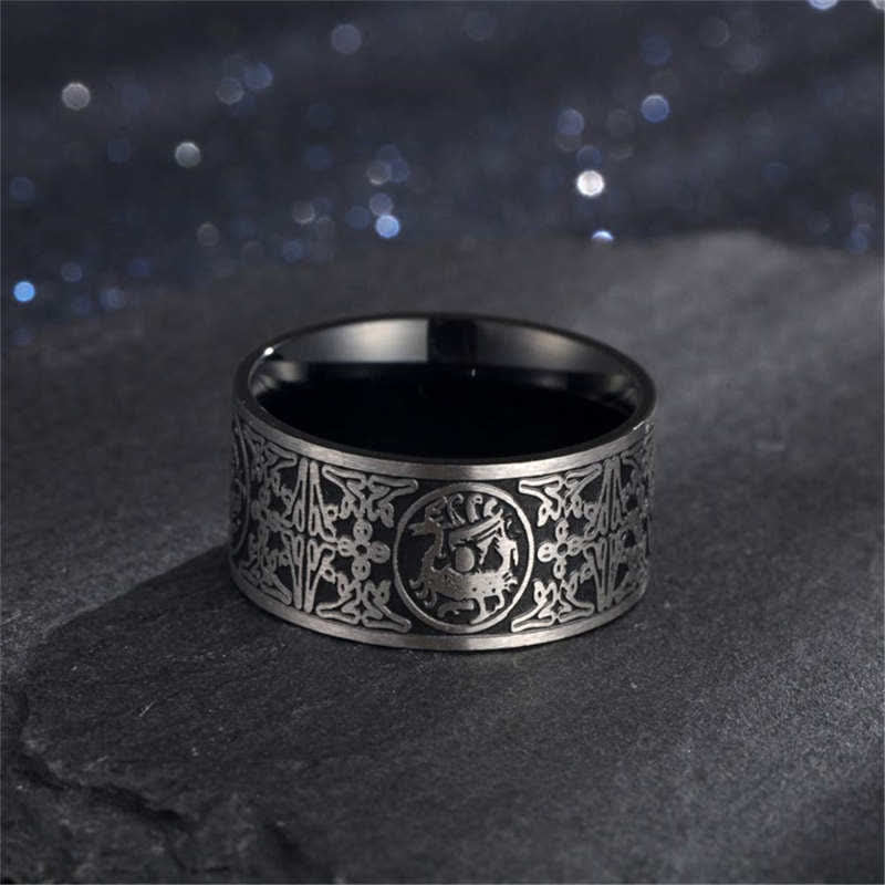 Carved Four Guardian Beasts Dragon Ring in Titanium Steel