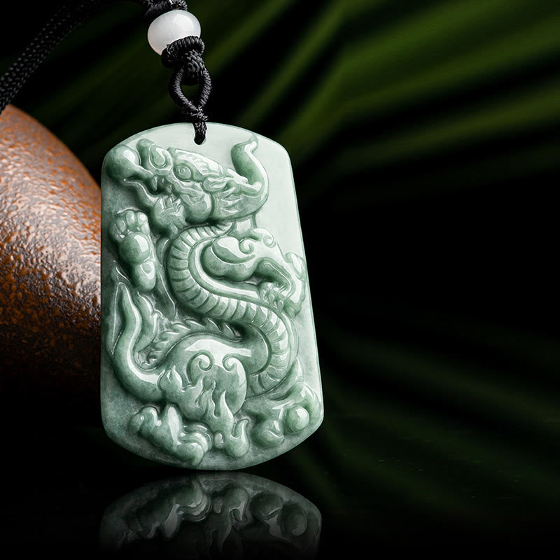 Jade Dragon Necklace for Success & Protection Pendant