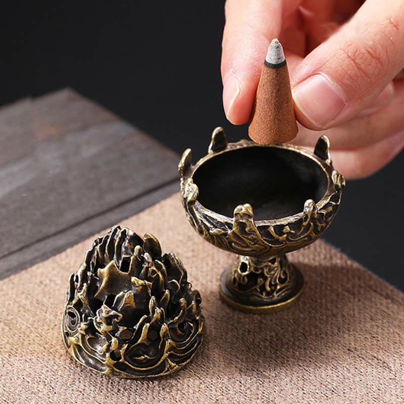 Copper Alloy Tibetan Incense Burner 4.5cm Mini Meditation