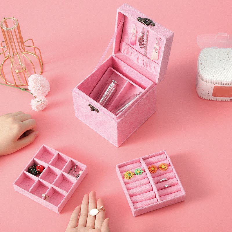 Three-Layer Flannel Jewelry Box Organizer | Zen Decor