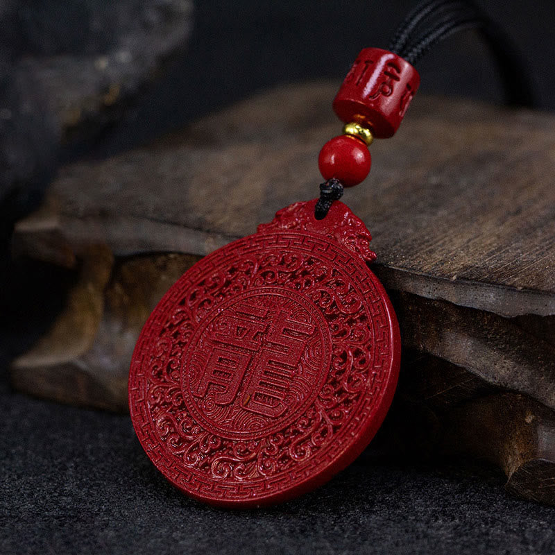 Year of the Dragon Cinnabar Protection Necklace Pendant