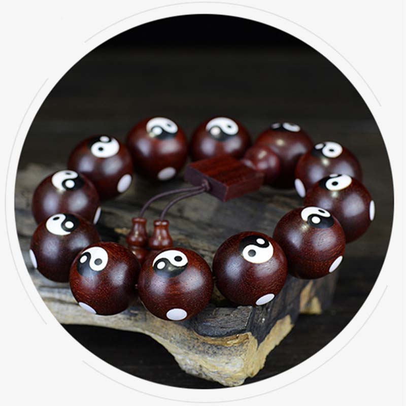 Small Leaf Red Sandalwood Yin Yang Bracelet 20mm