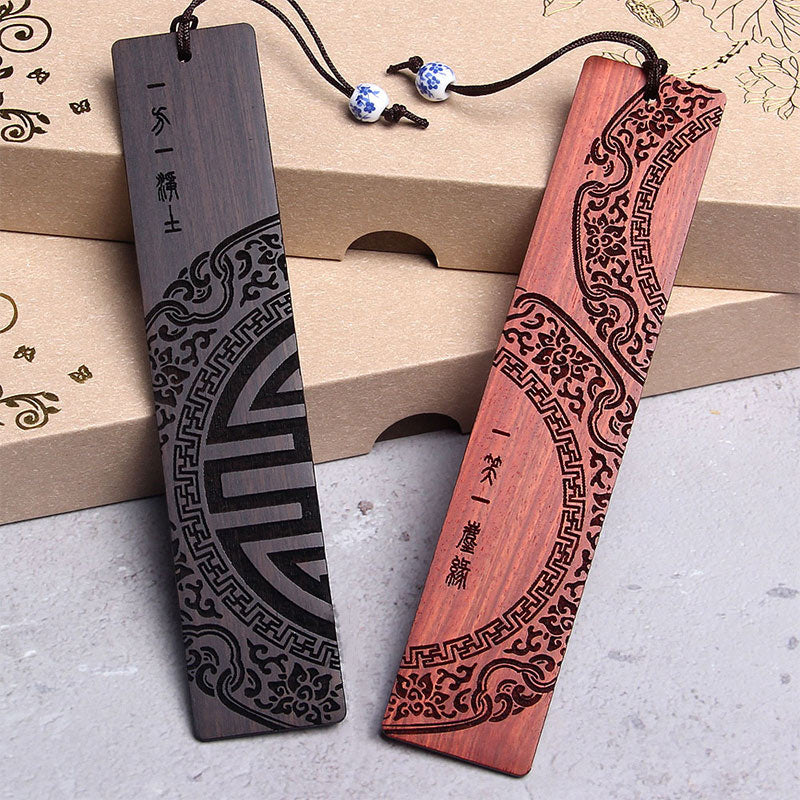 Ebony Wood Zen Bookmark with Red Sandalwood Gift Box