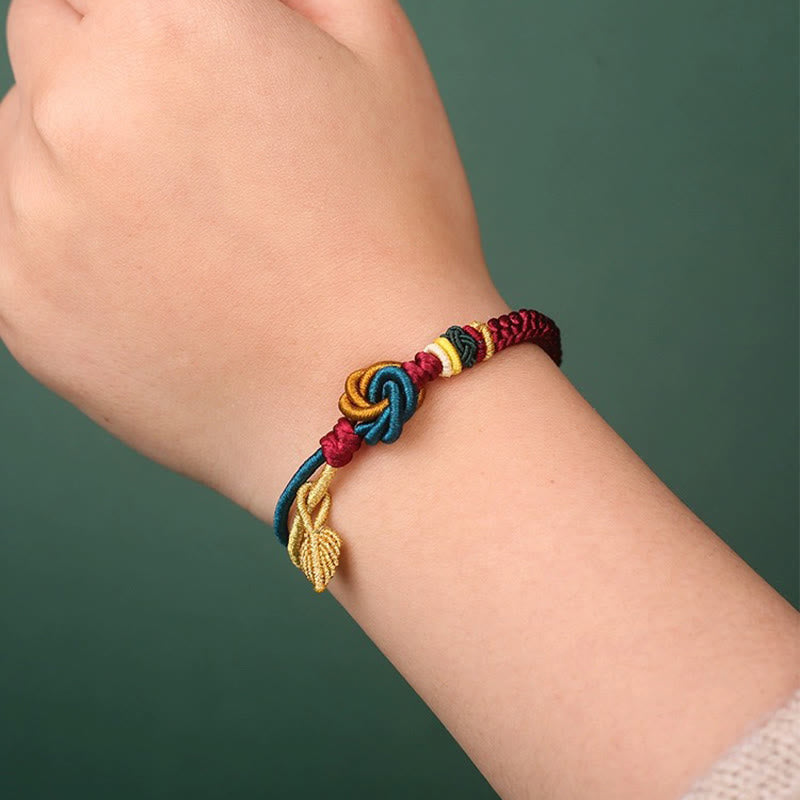 Tibetan Mandala Knot Luck Leaf Red String Bracelet