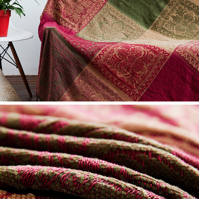 150cm Tibetan Spiritual Textile Blanket Multicolored Flowers