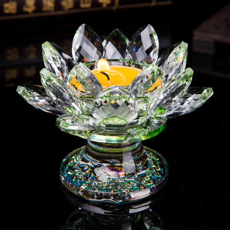 Citrine & White Crystal Tibetan Lotus Candlestick Ornament