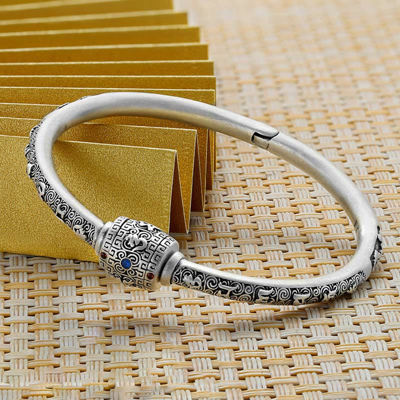 990 Sterling Silver Om Mani Padme Hum Creativity Bracelet Bangle