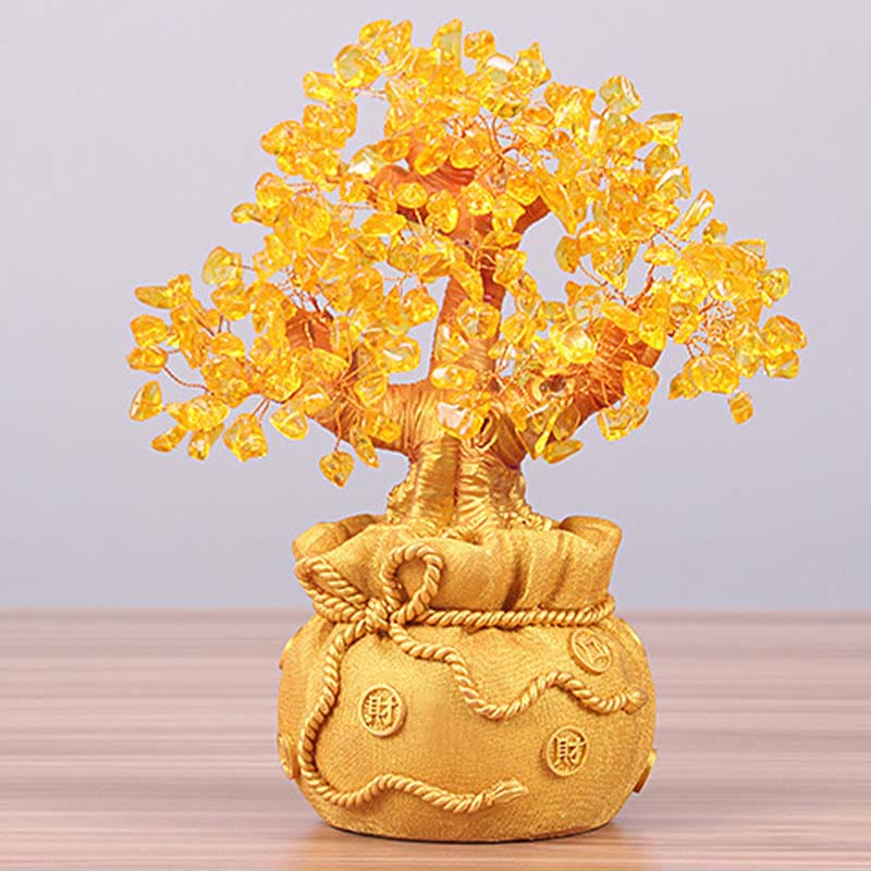 Natural Citrine Money Tree Feng Shui Decor for Prosperity