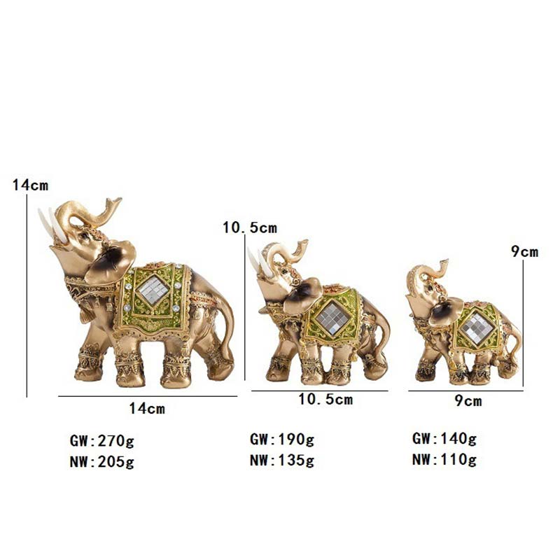 Green Feng Shui Elephant Figurine Small, Medium & Large Sizes