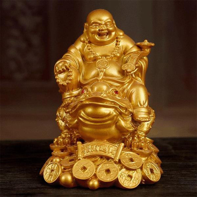 Bronze Feng Shui Maitreya Toad Buddha Statue Decoration