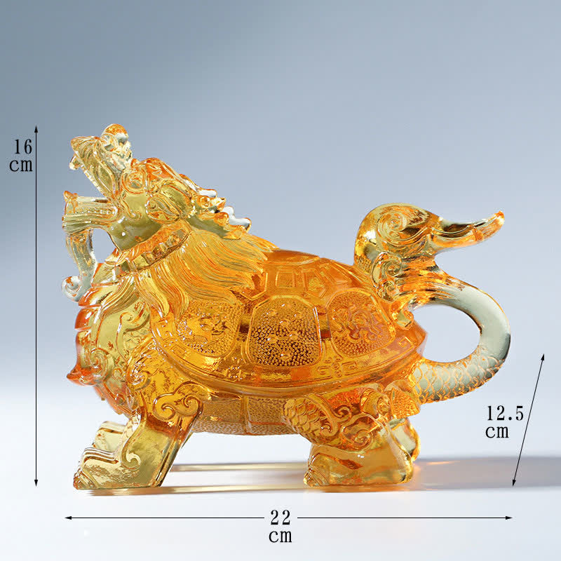 Liuli Feng Shui Dragon Turtle Crystal Art Piece