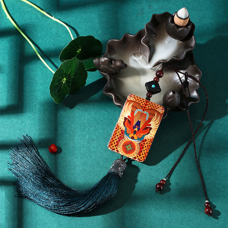 Pixiu Ebony Wood Car Hanging Decoration for Luck & Wealth