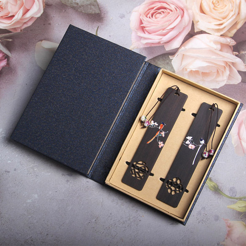 Ebony Oriole Bird Wood Bookmark with Gift Box