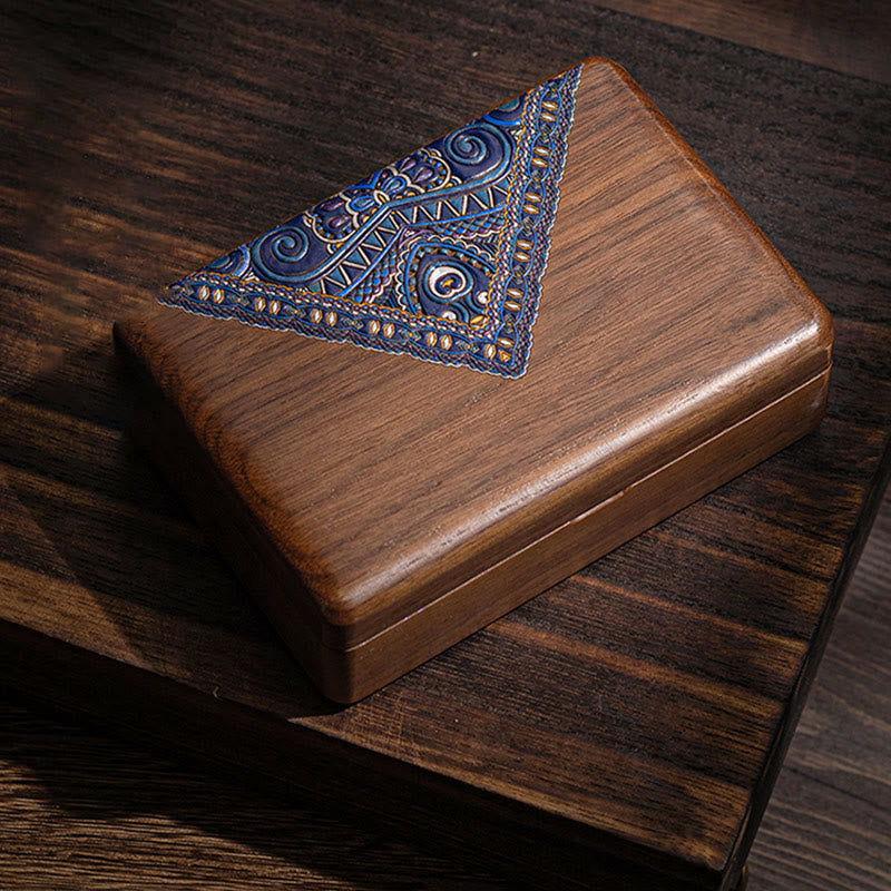 Black Walnut Wood Jewelry Storage Box with Mirror | Zen Decor