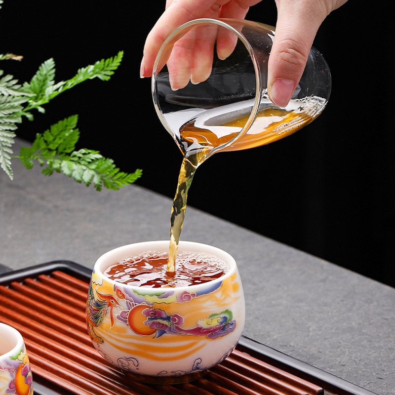 Dragon & Phoenix Ceramic Teacup 190ml | Spiritual Tableware