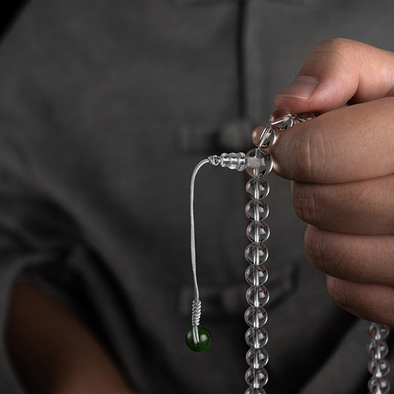 108 Beads White Crystal Jade Gemstone Mala Bracelet for Meditation