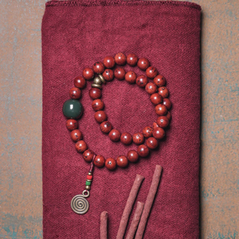 8mm Bodhi Seed Cyan Jade Copper Peace Bracelet
