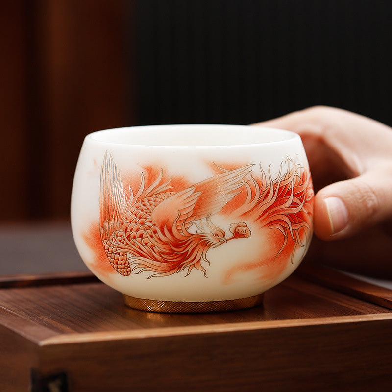 Porcelain Phoenix Tea Cup 180ml | Zen Ceramic Decor