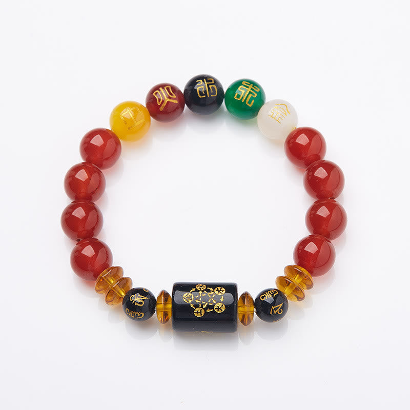 Five Elements Black Onyx Agate Bracelet for Wisdom & Wealth