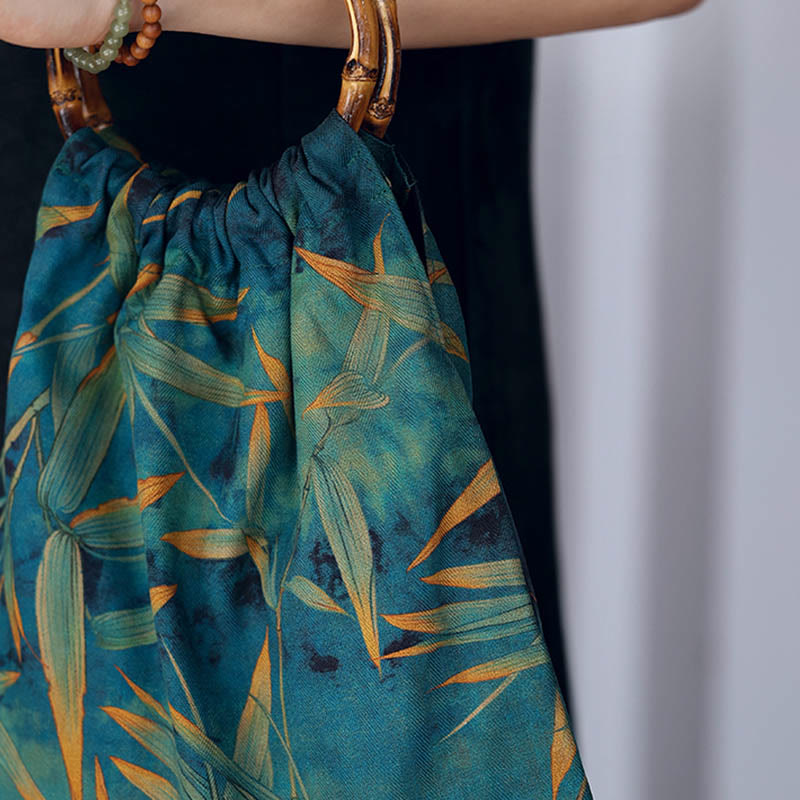 Blue Green Bamboo Leaves Spiritual Accessories Bag