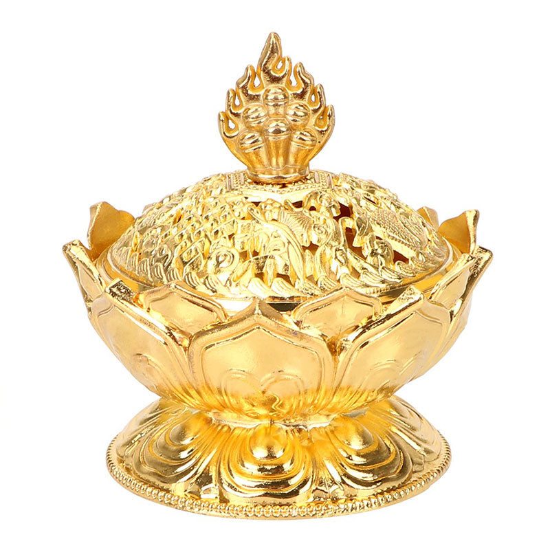 7cm Zinc Alloy Lotus Incense Burner for Meditation