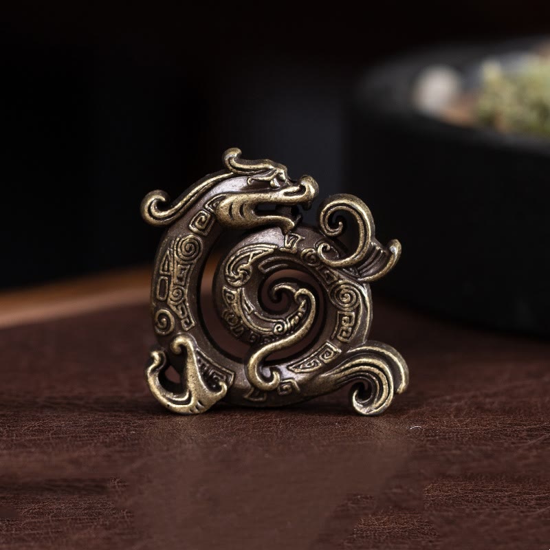 Mini Dragon Pattern Zinc Alloy Incense Burner 4x3.7cm